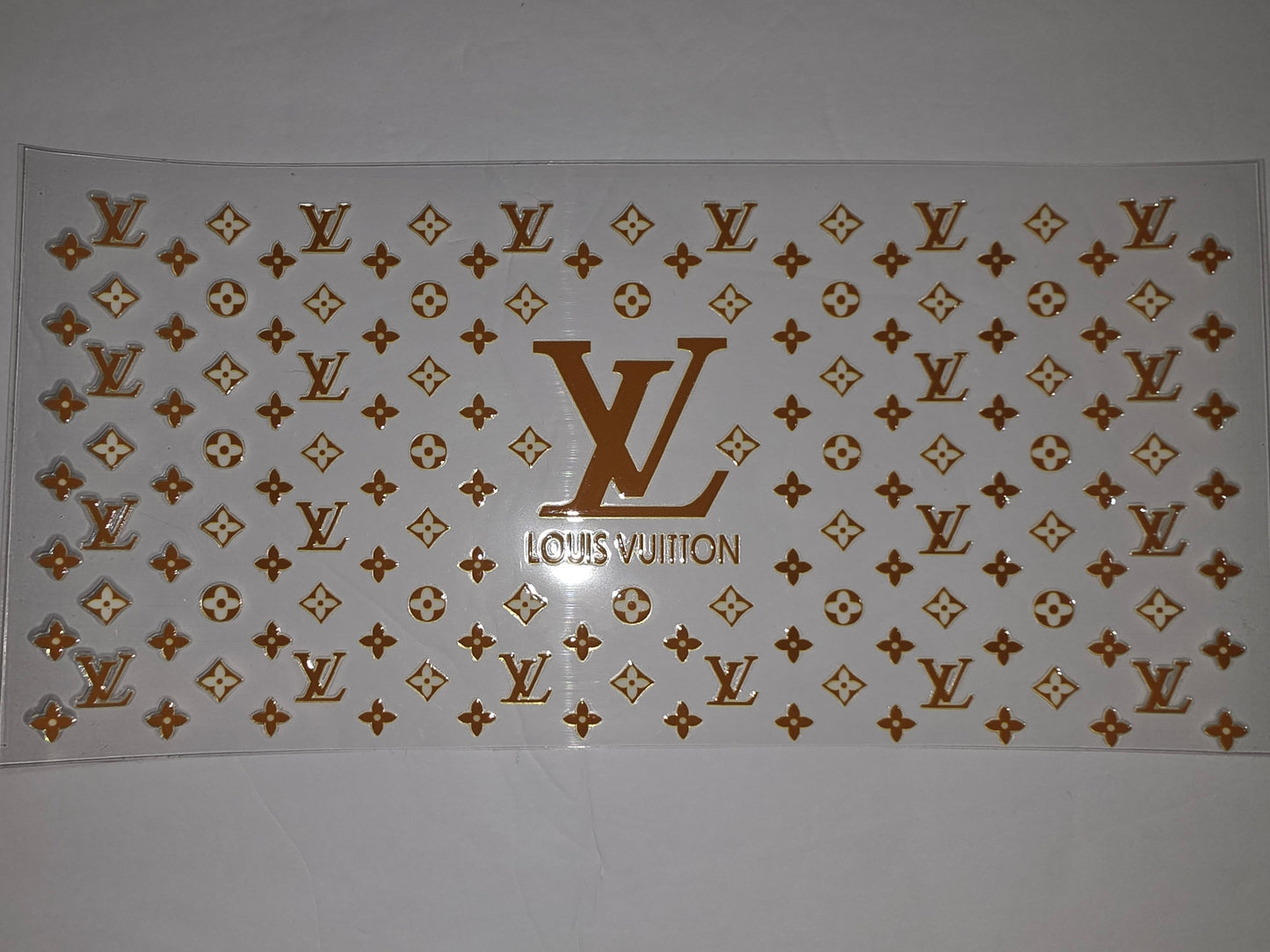 Luxury Monogram LV Flower Tumbler Wrap | Gold & White Pattern Design