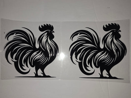 Black Rooster Silhouette Tumbler Wrap - Farmhouse Country Style Drinkware Design