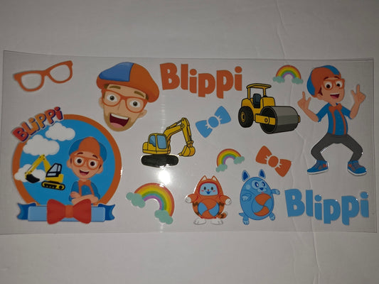 Blippi Construction & Rainbow Tumbler Wrap - Fun Orange, Blue & Yellow Design