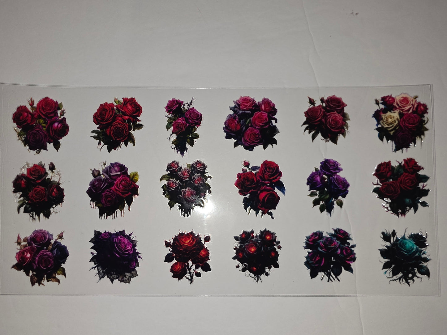 Gothic Rose Tumbler Wraps - Dark Red, Purple, Teal Floral Designs for Cups