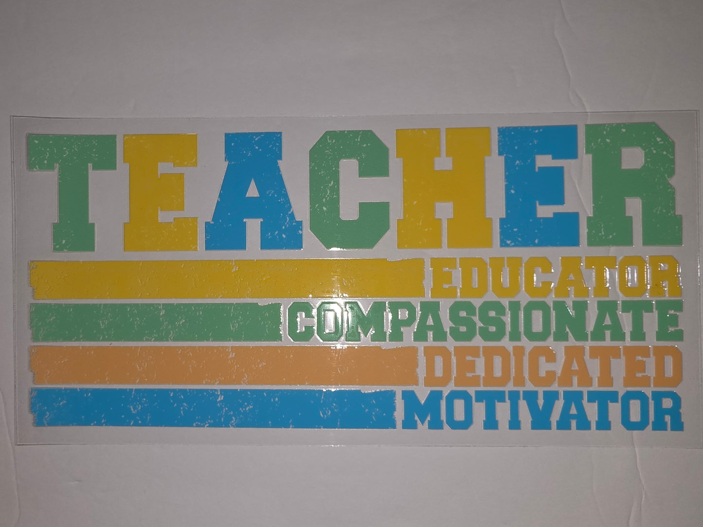 Retro Teacher Tumbler Wrap | "TEACHER" & "EDUCATOR" Design | Teal, Yellow, Orange, Blue