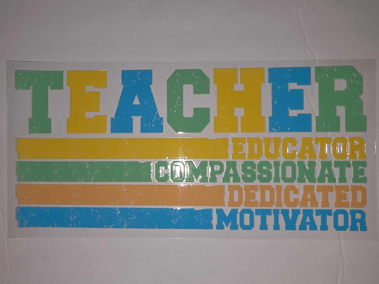 Teacher Life Tumbler Wrap - "Educator, Compassionate, Dedicated, Motivator" - Bright Colors