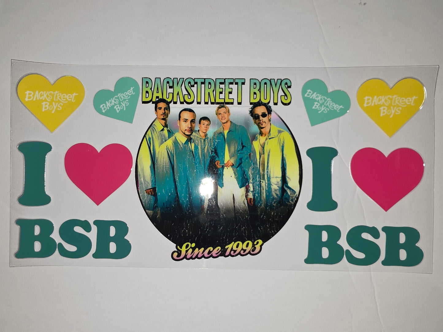 Backstreet Boys "I ❤️ BSB" Tumbler Wrap - Retro 90s Pop Music Design