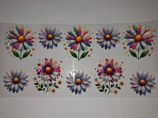 Whimsical Daisy Tumbler Wrap - Colorful Floral Design for Cups