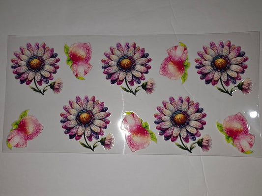 Vibrant Floral Tumbler Wrap - Pink, Purple, Yellow Daisy & Petal Designs
