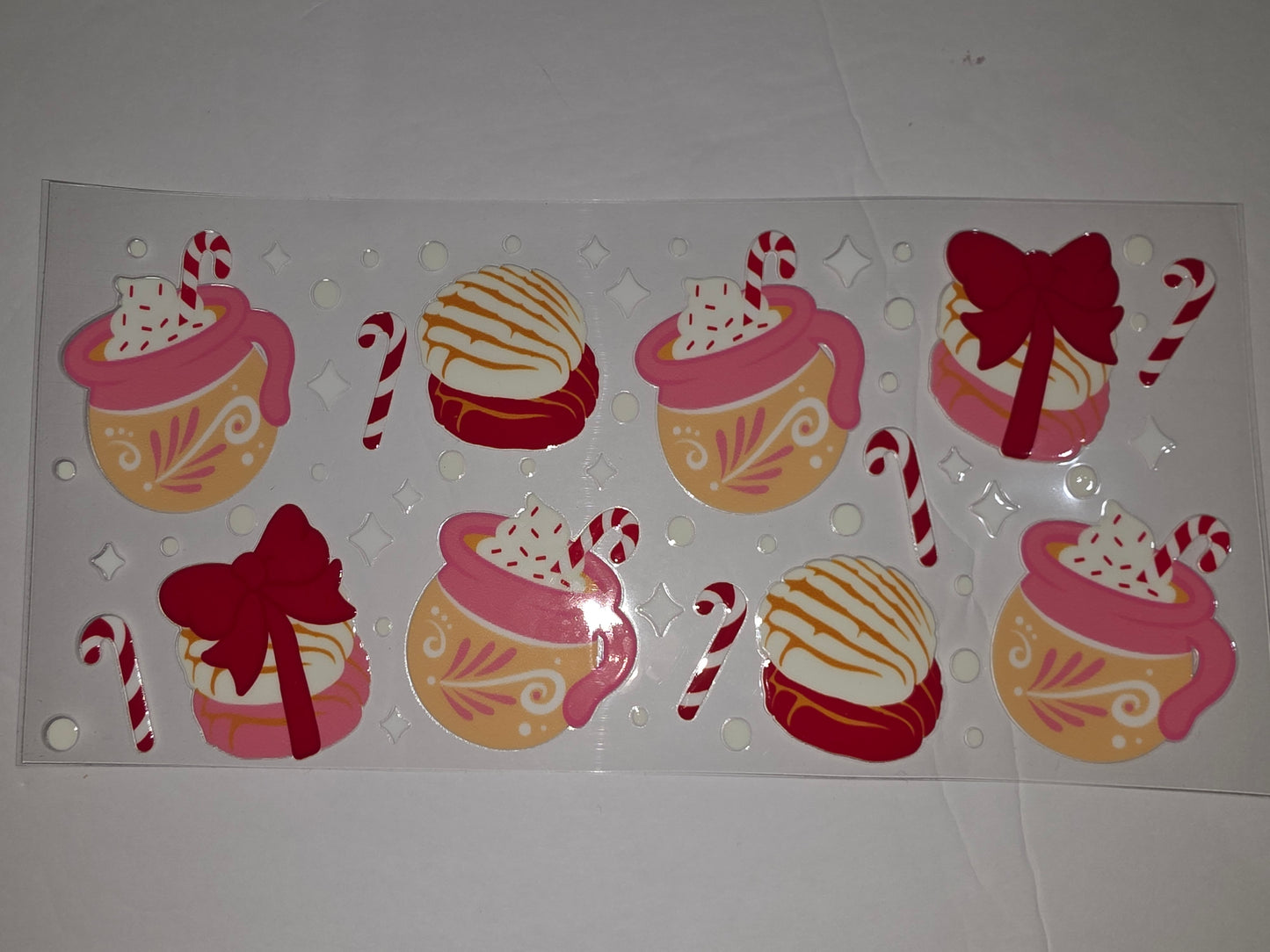 Cute Christmas Hot Cocoa & Candy Cane Tumbler Wraps | Pink, Orange, Red & White