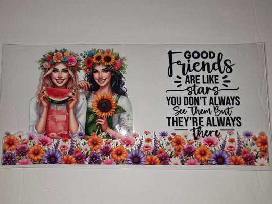 Best Friends Floral Tumbler Wrap | Sunflower & Watermelon Girls | Vibrant Flower Design