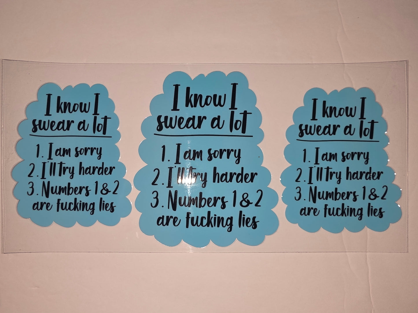 Funny "I Know I Swear A Lot" Tumbler Wrap - Blue Cloud Design