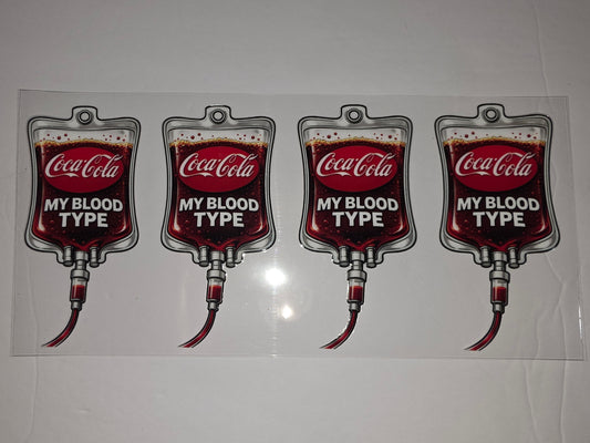 Coca-Cola "My Blood Type" IV Bag Tumbler Wrap - Red & White Sublimation Design