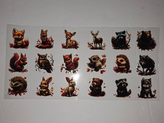 Woodland Animals Tumbler Wrap - Cute Fox, Deer, Owl, Bear, Raccoon & More - Autumn Theme