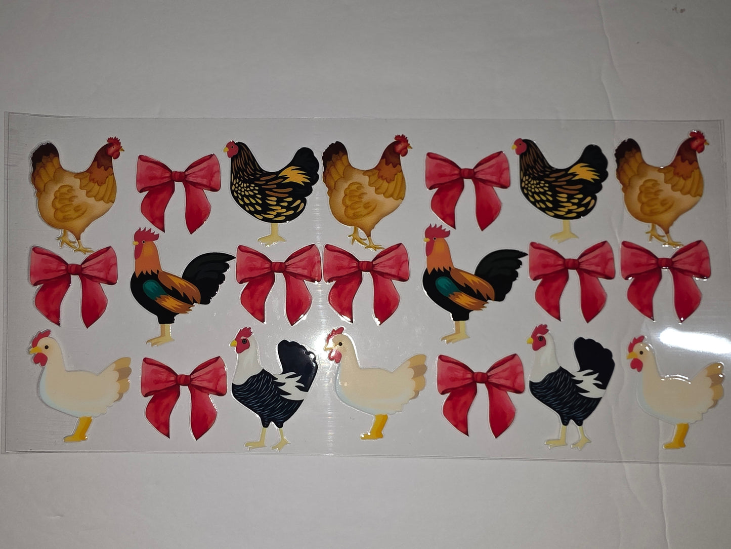 Farmhouse Chicken & Rooster Tumbler Wrap with Red Bows - Country Farm Decor