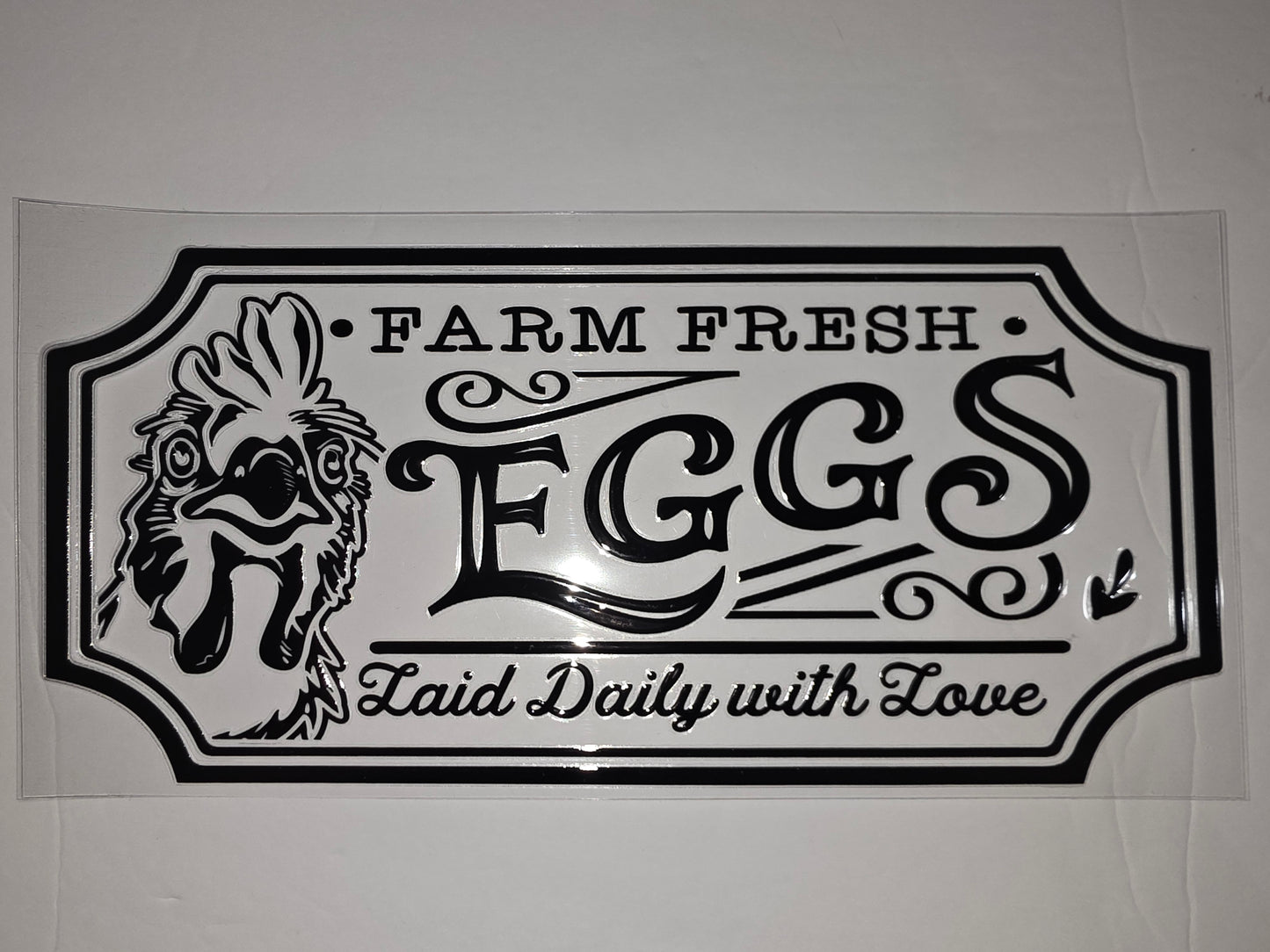 Farm Fresh Eggs Laid Daily with Love Chicken Tumbler Wrap | Black & White Farmhouse Design