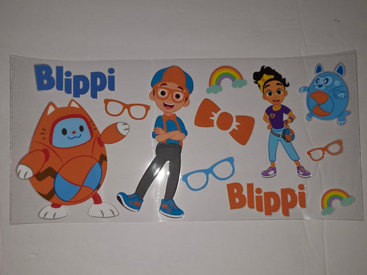 Blippi Character Tumbler Wrap - Orange, Blue, Rainbow Design