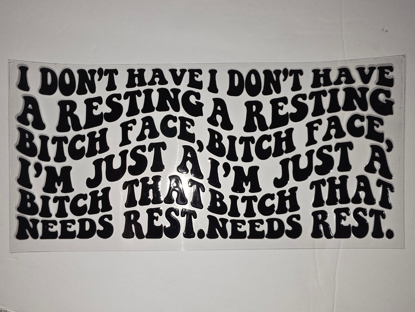 Black Retro "Resting Bitch Face" Tumbler Wrap - Funny Sarcastic Drinkware Decal