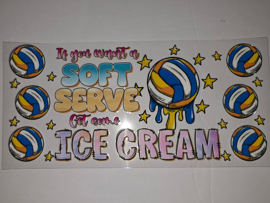 Volleyball Soft Serve Ice Cream Tumbler Wrap | Sports Drinkware Design