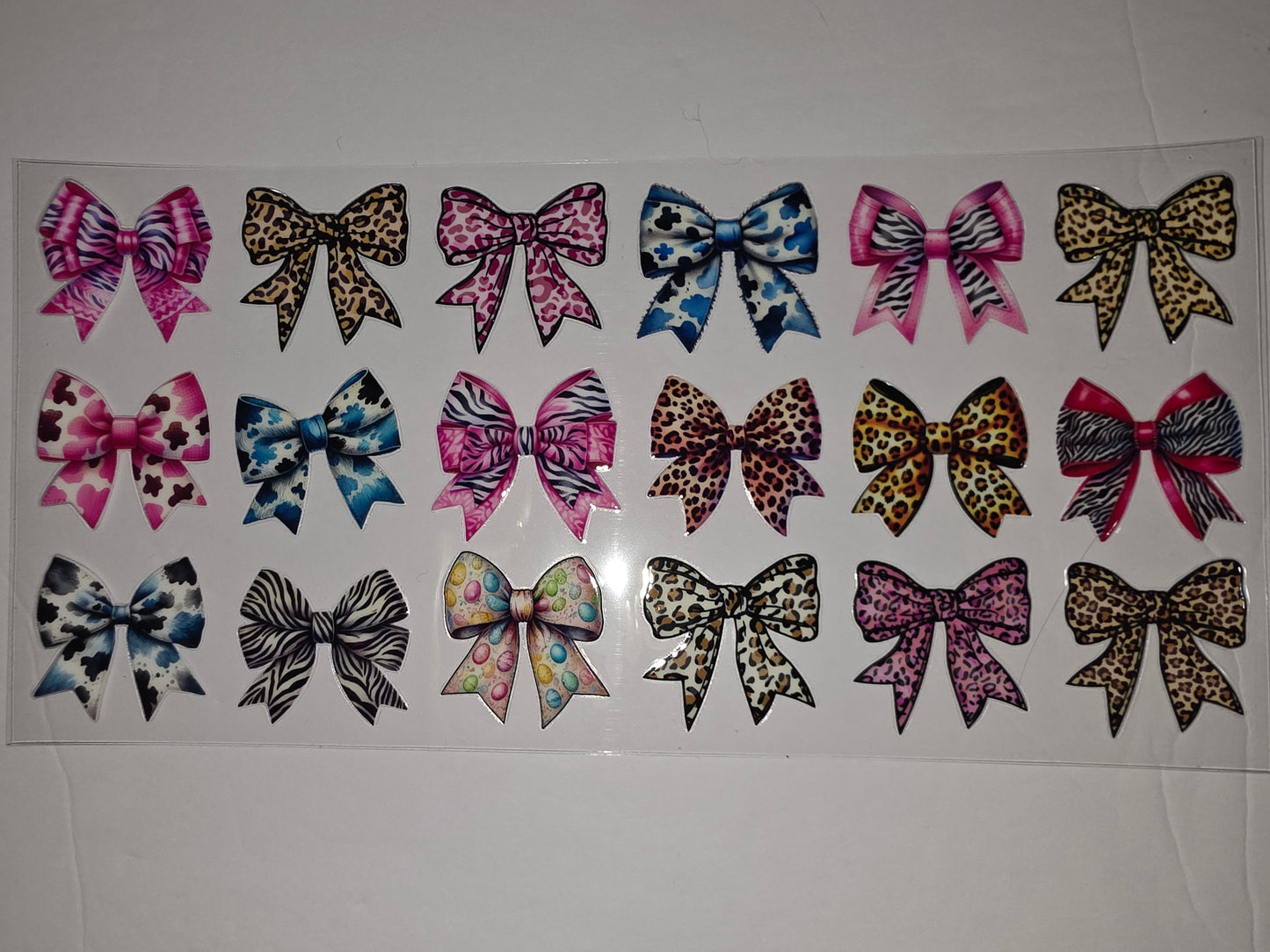Wild Style Bow Tumbler Wraps - Leopard, Zebra, Cow Print & Easter Egg Designs