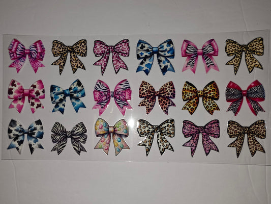 Wild Style Bow Tumbler Wraps - Leopard, Zebra, Cow Print & Easter Egg Designs
