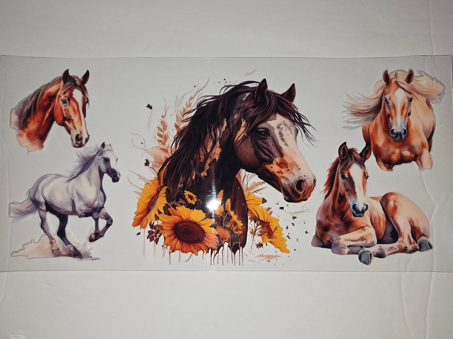 Majestic Horse & Sunflower Tumbler Wrap | Watercolor Horse Design | Equestrian Drinkware Decal