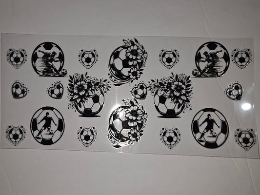 Black & White Soccer Ball Tumbler Wraps | Football Player & Floral Designs | Sports Drinkware Decals