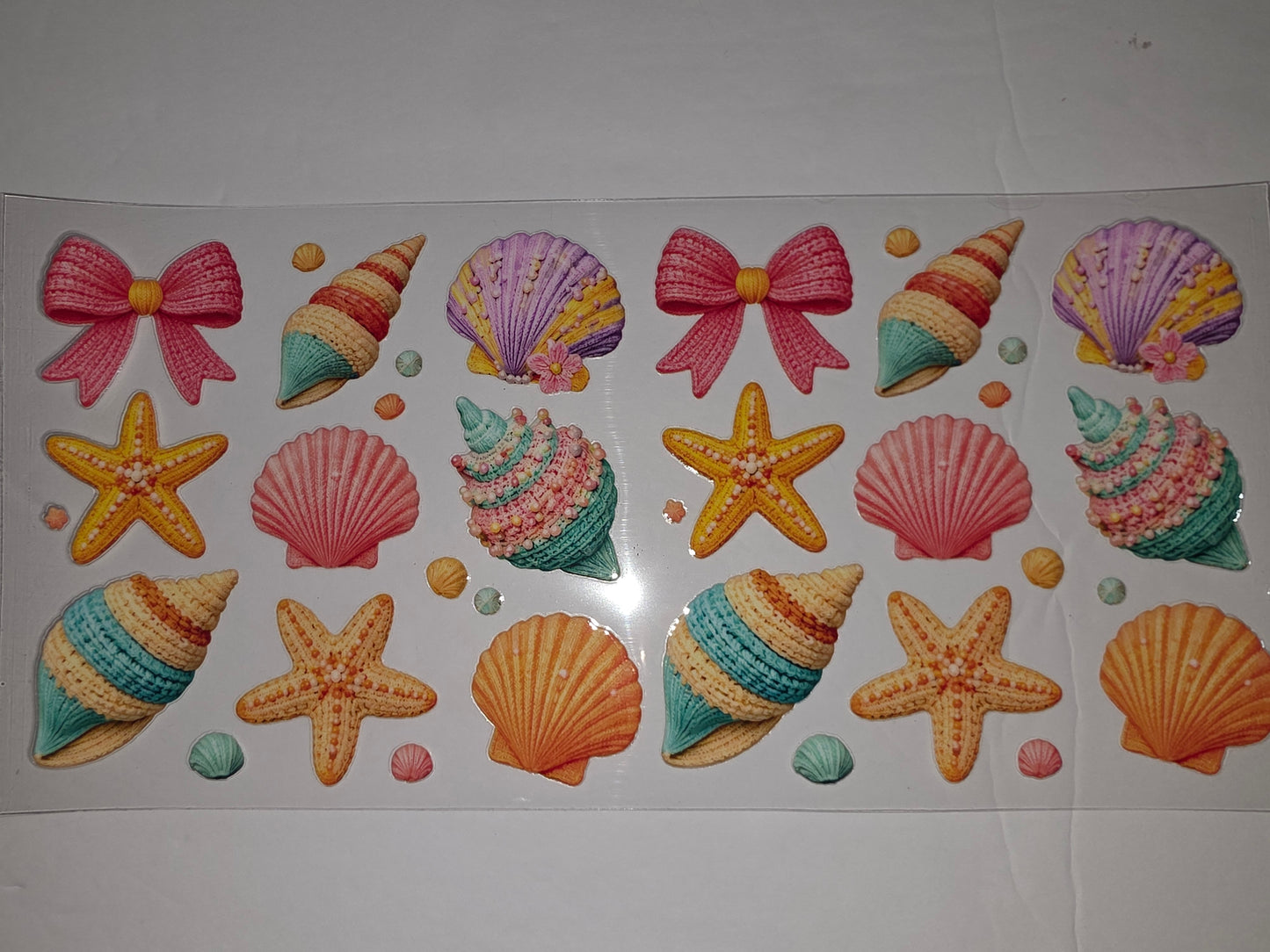 Nautical Seashell & Starfish Tumbler Wrap - Beach Vibes, Pink, Purple, Teal, Orange