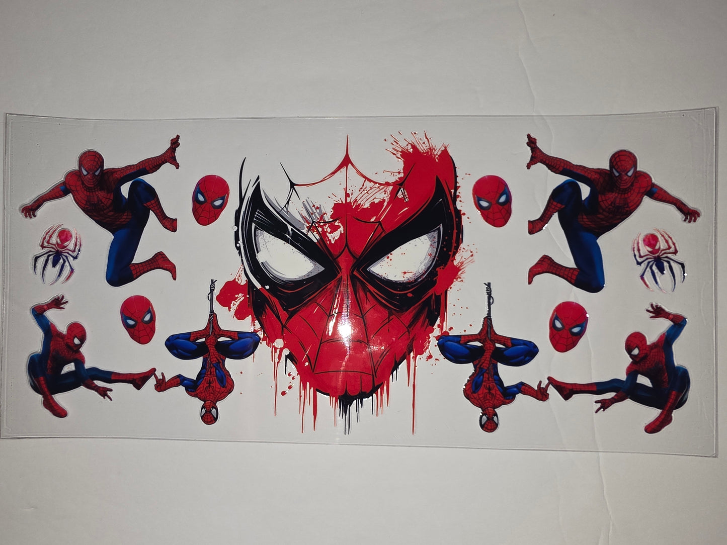Spiderman Tumbler Wrap - Red, Blue, Black - Action Poses & Mask Design