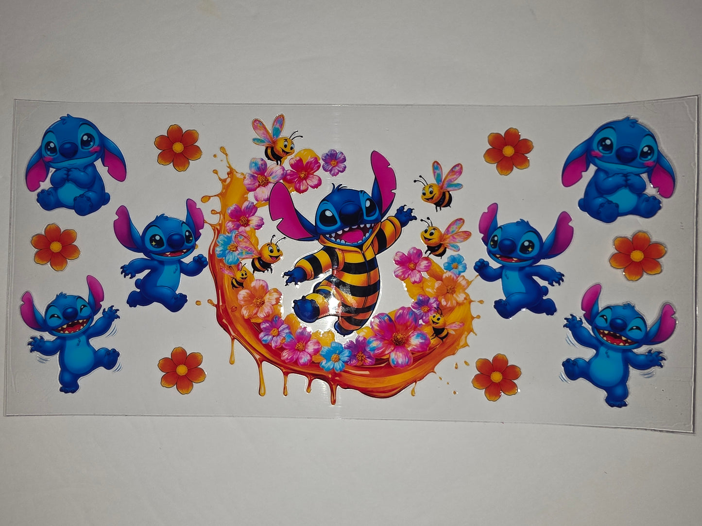 Cute Blue Alien & Bee Tumbler Wrap - Floral & Honey Design