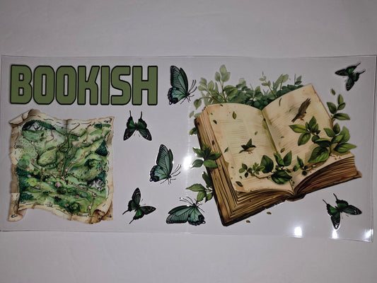Bookish Butterfly & Map Tumbler Wrap | Vintage Open Book & Nature Design