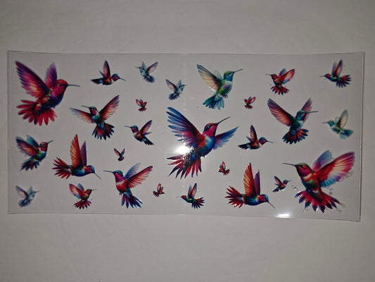 Vibrant Hummingbird Tumbler Wrap - Colorful Bird Design for Cups & Drinkware