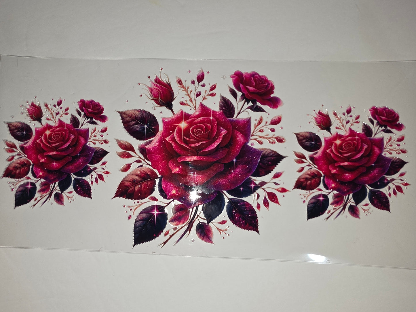 Sparkling Red Rose Floral Tumbler Wrap | Glitter Rose Sublimation Design