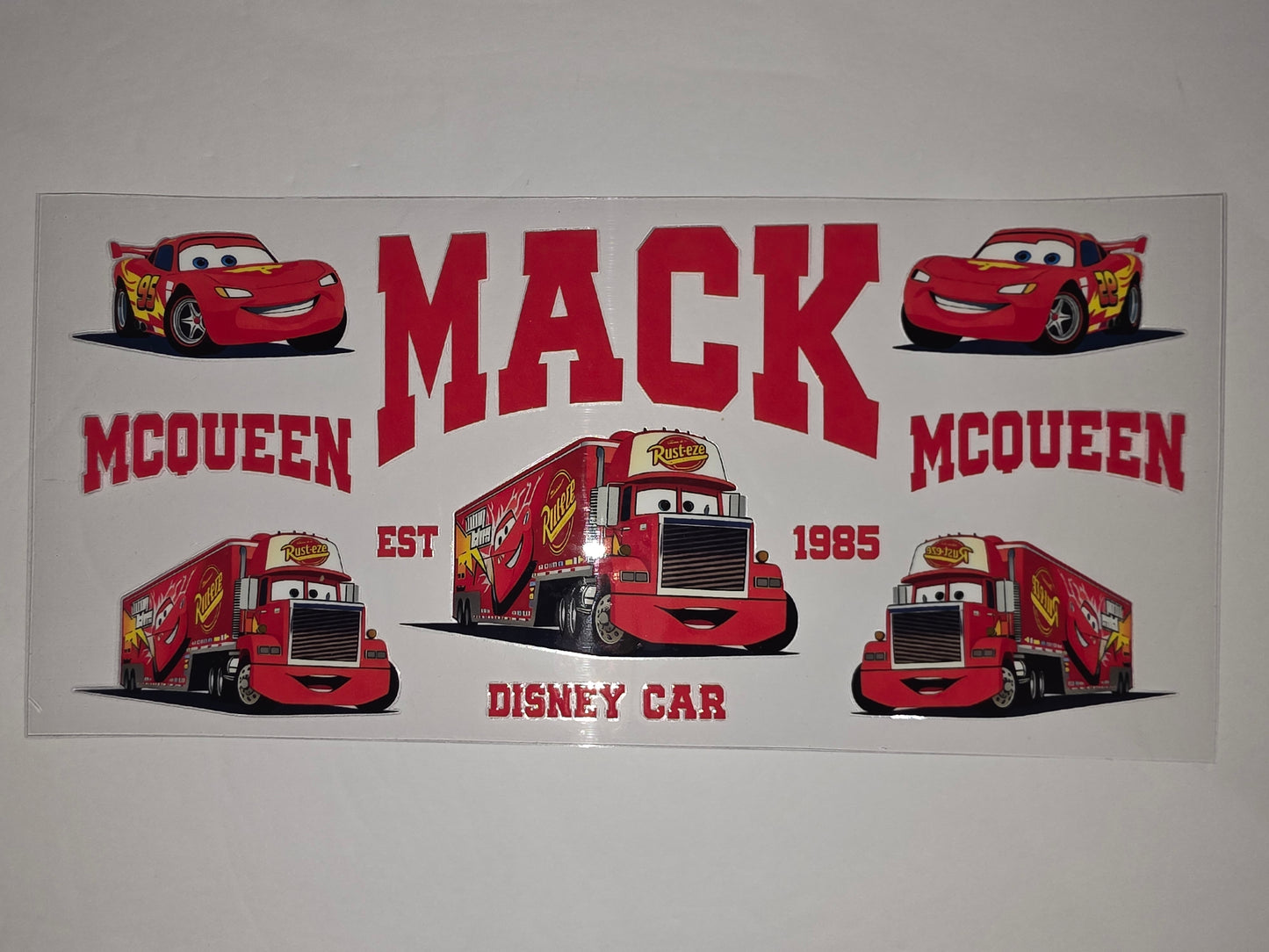 Disney Cars Lightning McQueen Mack Truck Red Tumbler Wrap | Kids Drinkware Design
