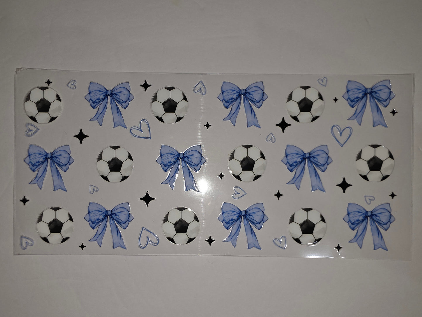 Soccer Ball & Blue Bow Tumbler Wrap | Sports Fan Drinkware Design