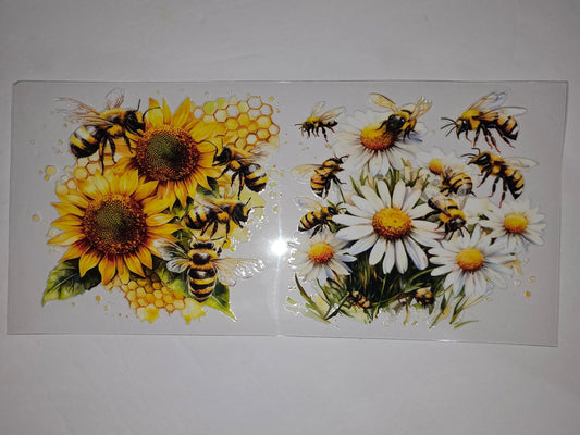 Bumblebee & Sunflower Daisy Tumbler Wrap | Yellow & White Floral Bee Design