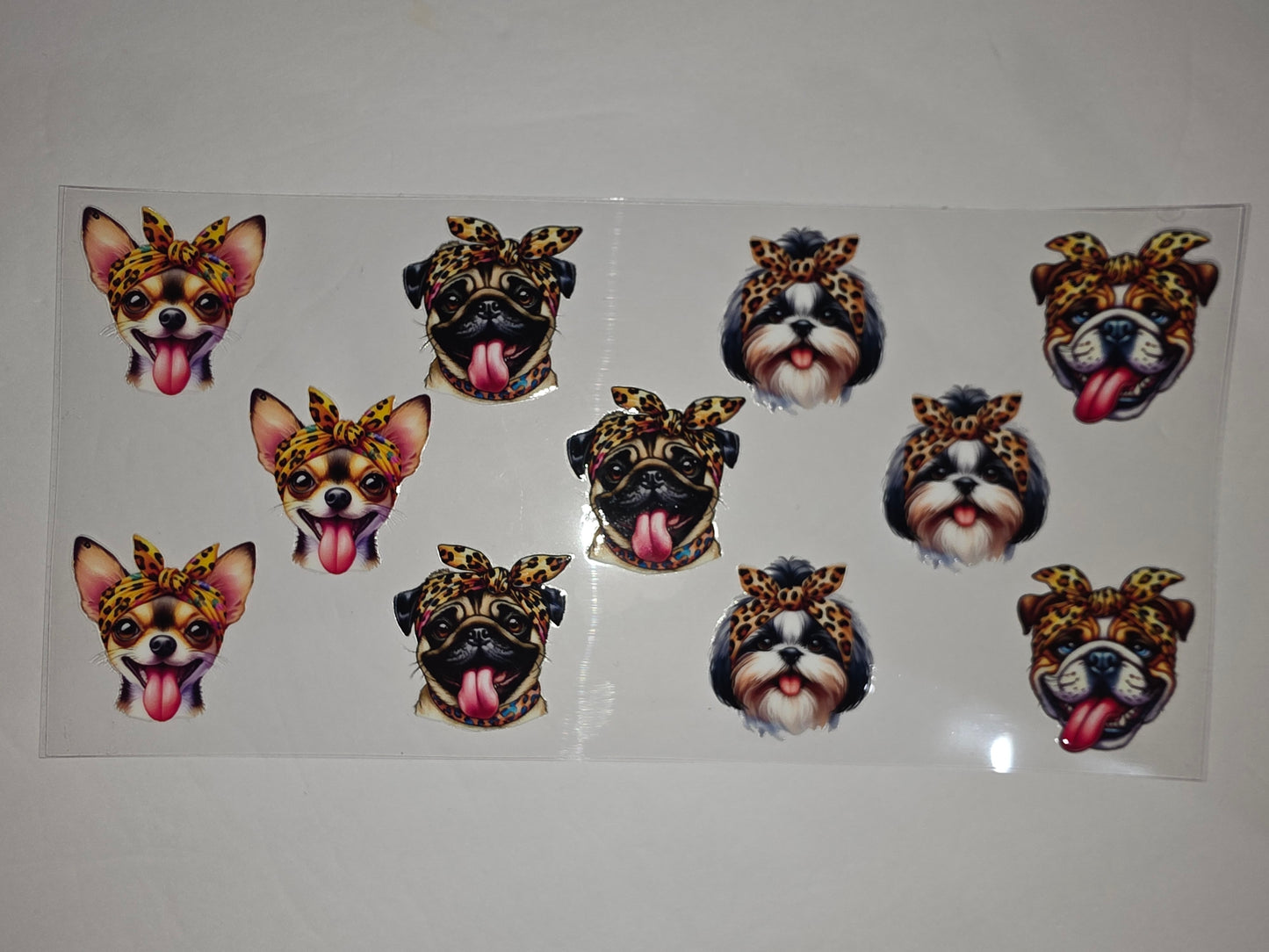 Cute Dog Head Tumbler Wraps - Chihuahua, Pug, Shih Tzu, Bulldog - Leopard Bandana