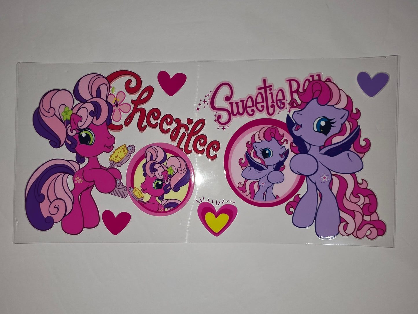 Sweetie Belle & Cheerilee Pony Tumbler Wrap | Pink Purple Design | Cute Cartoon Drinkware Decal