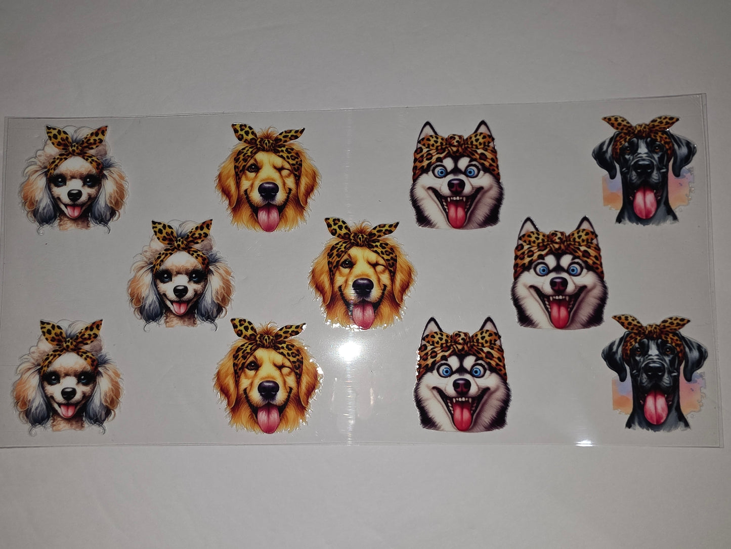 Cute Dog Tumbler Wraps - Leopard Bandana Poodle, Golden Retriever, Husky, Great Dane