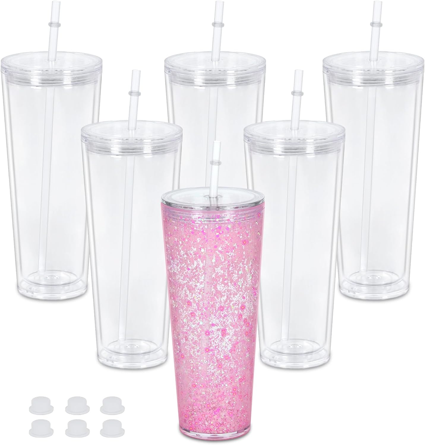 24 oz Tapered Snowglobe Tumbler with Lid and Straw