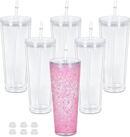 24 oz Tapered Snowglobe Tumbler with Lid and Straw