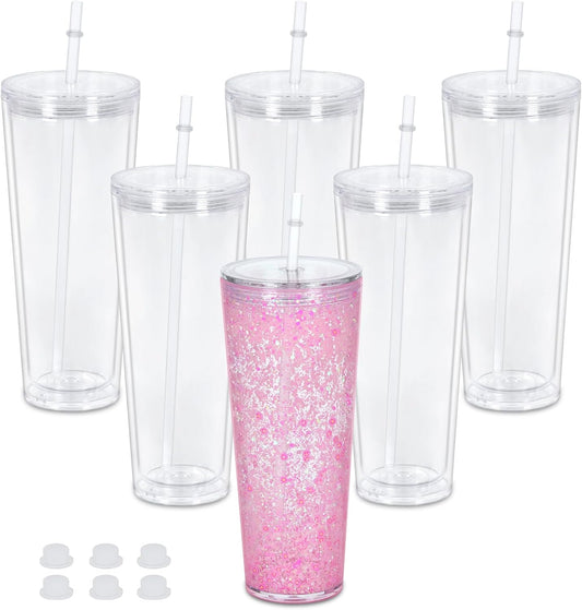 24 oz Tapered Snowglobe Tumbler with Lid and Straw