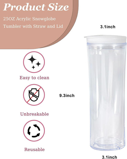 25 oz Glow In The Dark Snowglobe Tumbler with Flip Top Lid