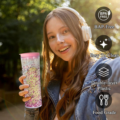 25 oz Glow In The Dark Snowglobe Tumbler with Flip Top Lid