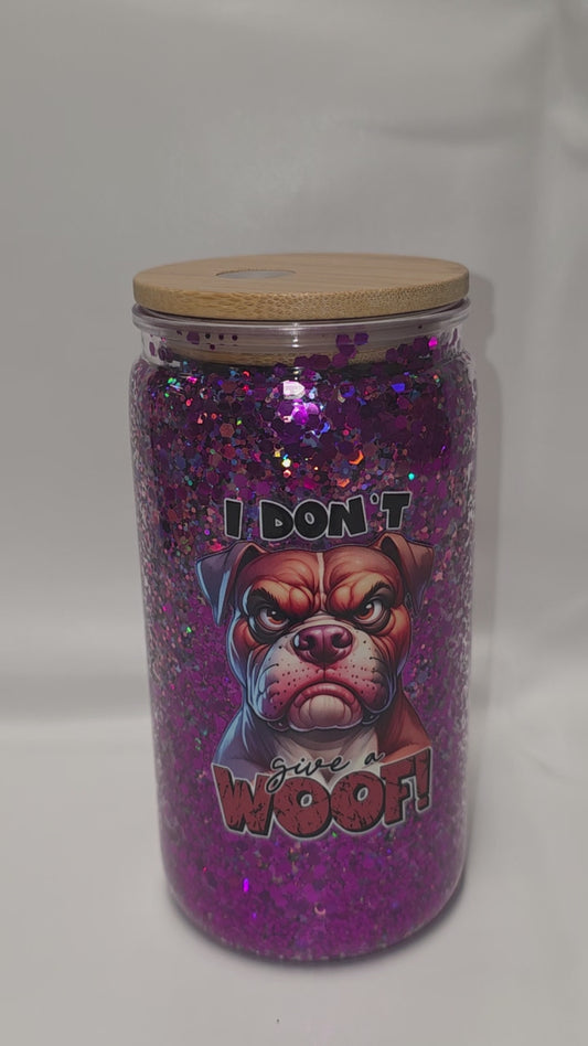 1 Premade 16 oz Libbey Cup Dog Dry Glitter