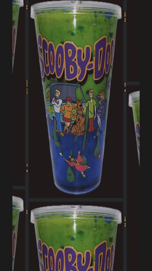 1 Premade Scooby Doo Green and Blue Dual Lava 24 oz Tapered Cup