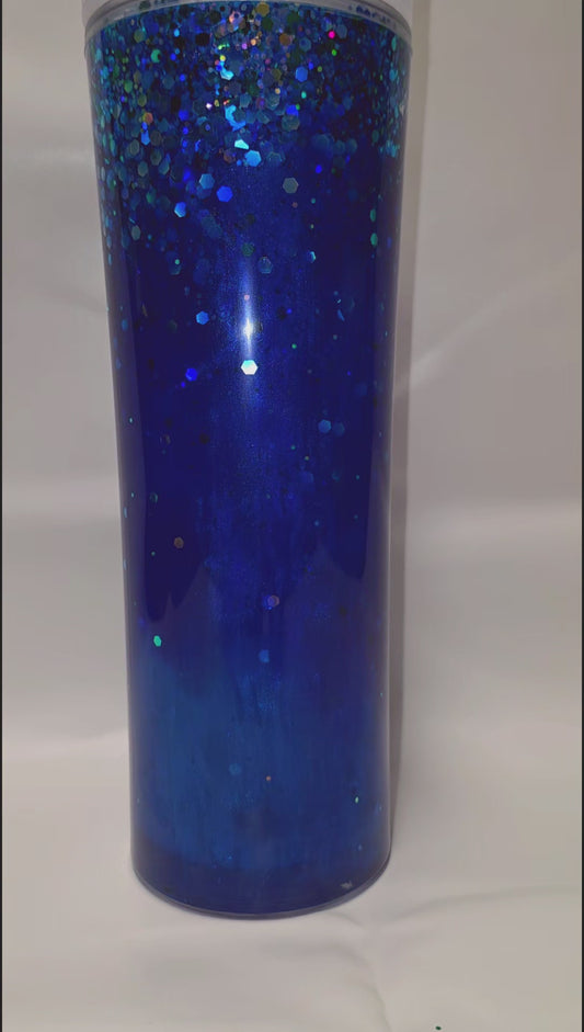 1 Premade Flip top lid 25 oz Sapphire Blue Waterfall Cup