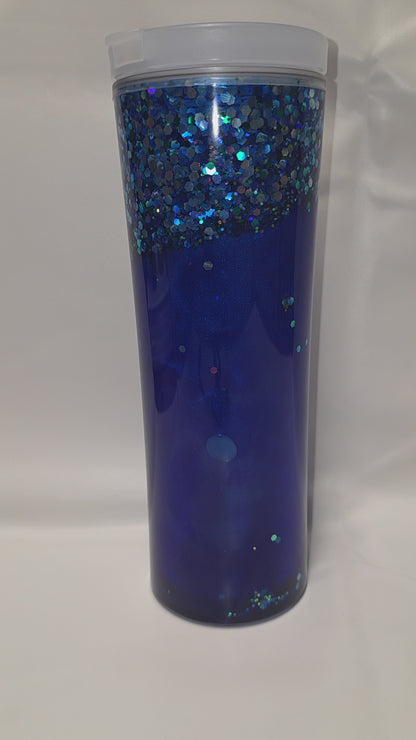 1 Premade Flip top lid 25 oz Sapphire Blue Waterfall Cup